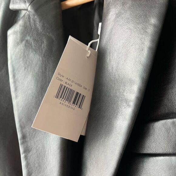 NEW Anine Bing Blazer Faux Leather Black Recycled Blazer Jacket Size Smal - Picture 7 of 13